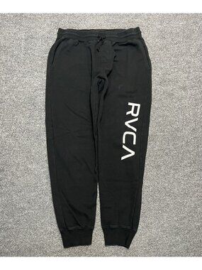 RVCA Mens Black Jogger Sweatpants With Logo Surf Skate